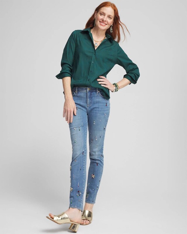 No Iron Green Jacquard Shirt - image 2